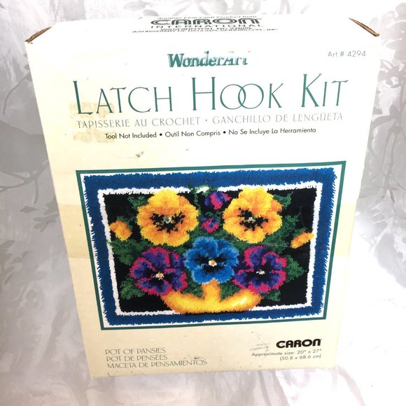 Caron Wonder Art Rug Latch Hook Kit Pot Of Pansies # 4294 - Picture 5 of 12